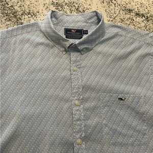 Vineyard Vines Men’s Tucker Shirt Fish Print Button Down Blue & White Size XL
